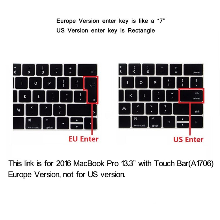 ENKAY Hat-Prince 2 in 1 Custodia protettiva in plastica rigida con guscio di cristallo + Versione europea Cover protettiva per tastiera in TPU ultrasottile per MacBook Pro 2016 da 13,3 pollici con Touch Bar (A1706), 13.3 inch with Touch Bar Europe Version