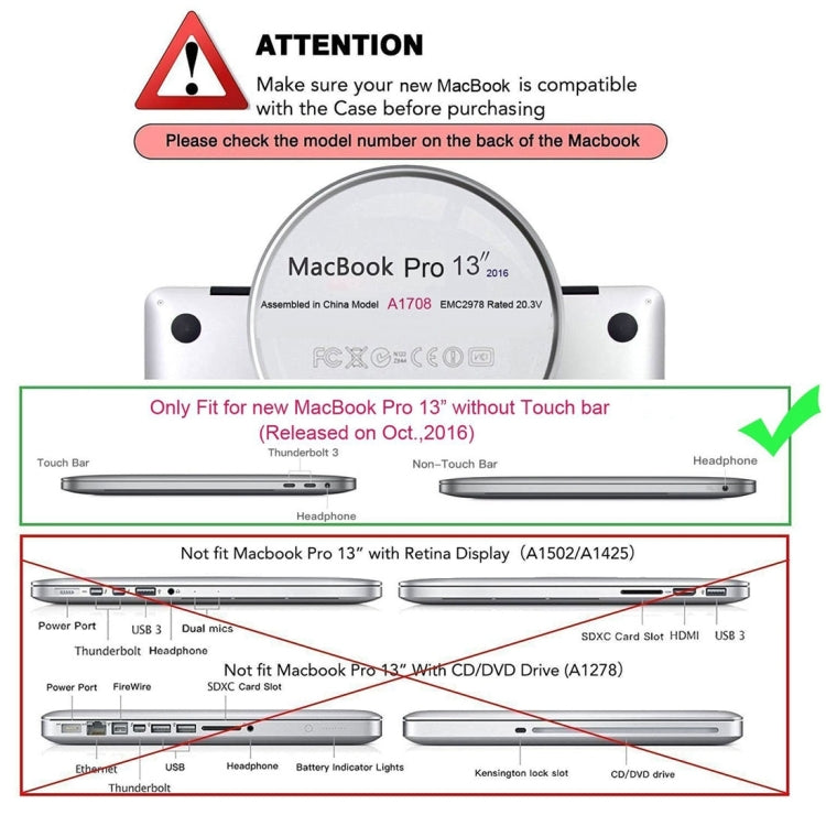 ENKAY Hat-Prince 2 in 1 Custodia protettiva in plastica rigida con guscio di cristallo + Versione europea Cover protettiva per tastiera in TPU ultrasottile per MacBook Pro 2016 da 13,3 pollici senza Touch Bar (A1708)������������������������������������...