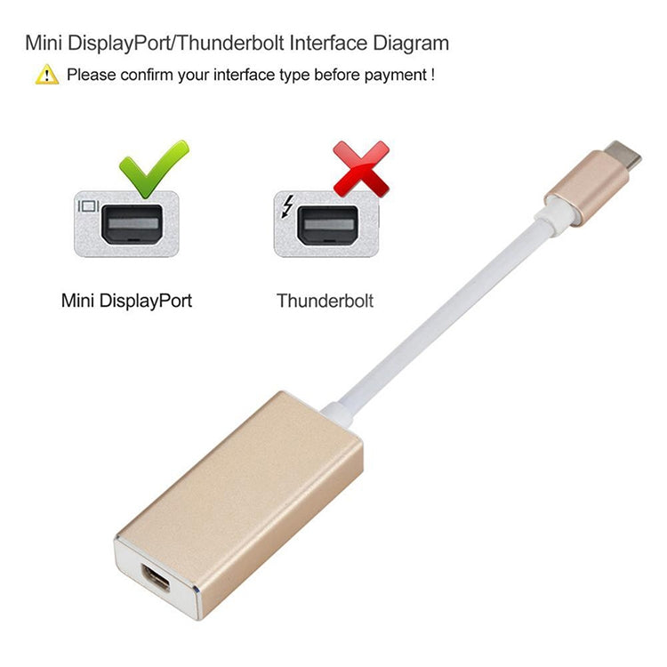 Convertitore HD USB-C / Type-C 3.1 maschio a Mini DP femmina, lunghezza: 12 cm, Silver, Gold