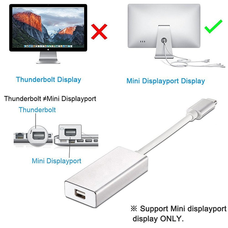 Convertitore HD USB-C / Type-C 3.1 maschio a Mini DP femmina, lunghezza: 12 cm, Silver, Gold