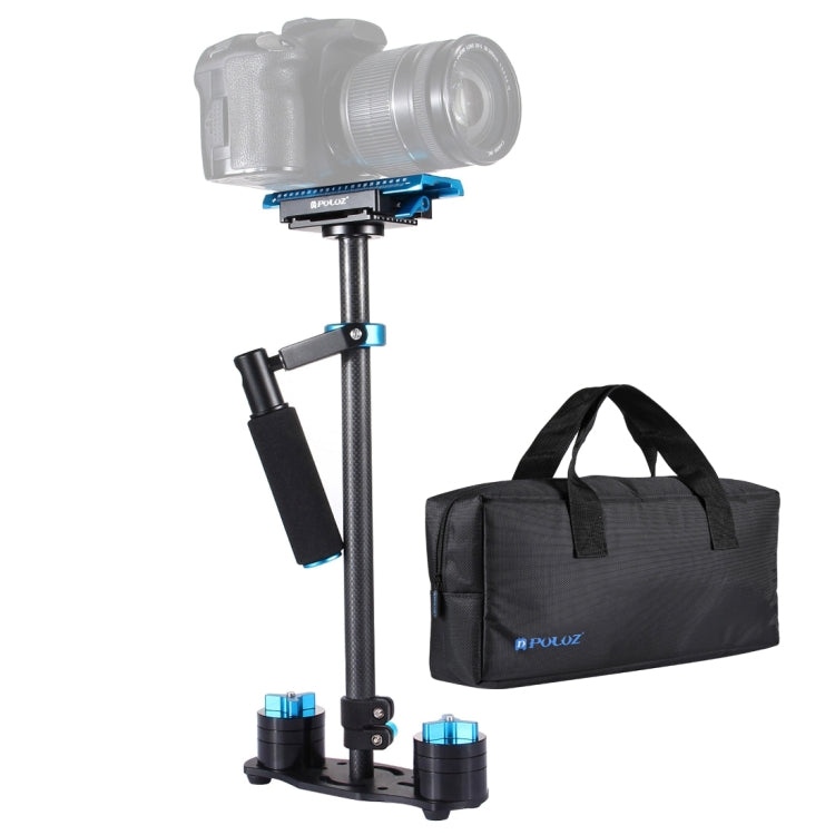 Stabilizzatore portatile in fibra di carbonio PULUZ 38,5-61 cm per video e fotocamere digitali DSLR e DV, intervallo di carico: 0,5-3 kg, P60T Blue, P60T Red