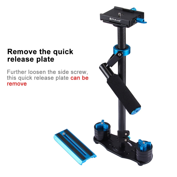 Stabilizzatore portatile in fibra di carbonio PULUZ 38,5-61 cm per video e fotocamere digitali DSLR e DV, intervallo di carico: 0,5-3 kg, P60T Blue, P60T Red