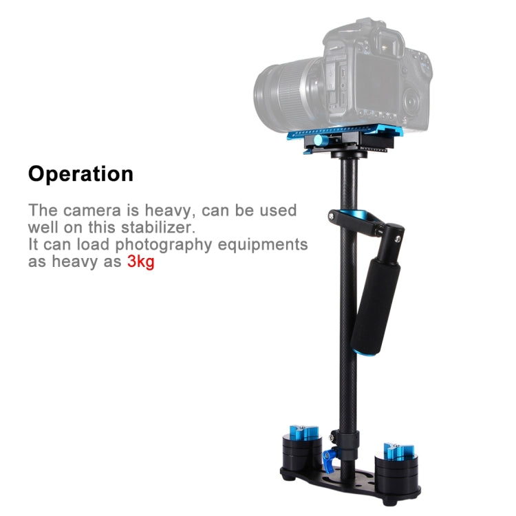 Stabilizzatore portatile in fibra di carbonio PULUZ 38,5-61 cm per video e fotocamere digitali DSLR e DV, intervallo di carico: 0,5-3 kg, P60T Blue, P60T Red