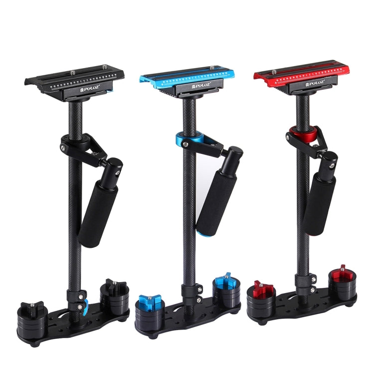 Stabilizzatore portatile in fibra di carbonio PULUZ 38,5-61 cm per video e fotocamere digitali DSLR e DV, intervallo di carico: 0,5-3 kg, P60T Blue, P60T Red