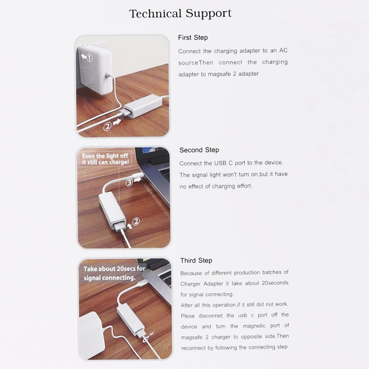 AnyWatt Convertitore adattatore di ricarica magnetico MagSafe 2 da 5 pin femmina a USB-C/Type-C maschio per MacBook Pro, T Head Female