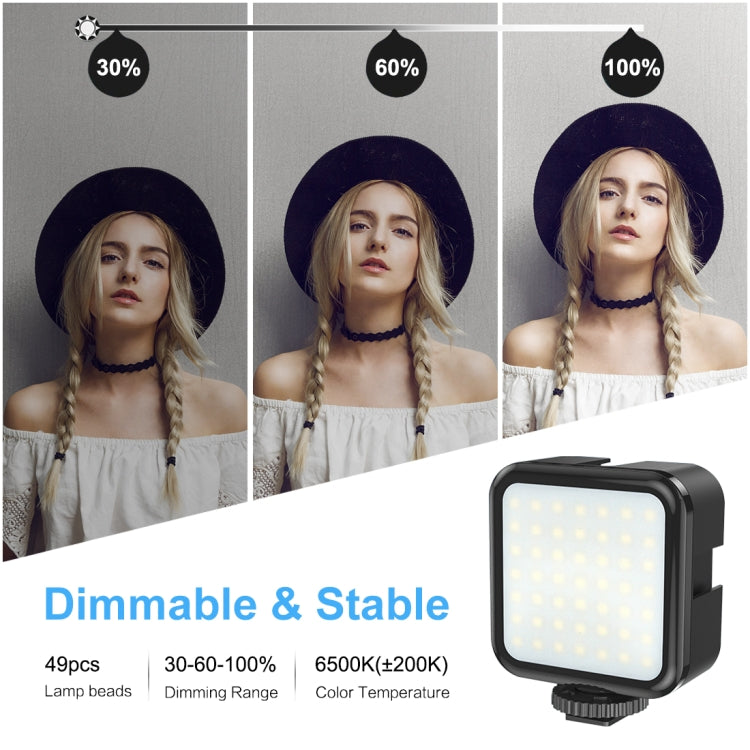 PULUZ Stabilizzatore per staffa DV portatile a forma di U/C + kit di luce di riempimento a LED con testa per treppiede con slitta fredda per tutte le fotocamere reflex e fotocamere DV domestiche, C-Shaped Bracket + Fill Light