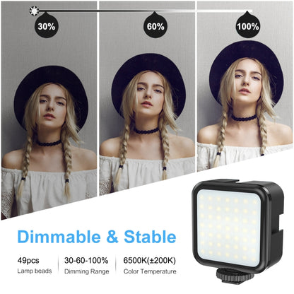 PULUZ Stabilizzatore per staffa DV portatile a forma di U/C + kit di luce di riempimento a LED con testa per treppiede con slitta fredda per tutte le fotocamere reflex e fotocamere DV domestiche, C-Shaped Bracket + Fill Light