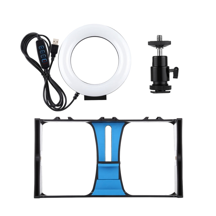 PULUZ 2 in 1 Vlogging Live Broadcast Smartphone Video Rig + Kit luce selfie LED ad anello da 4,7 pollici 12 cm con testa per treppiede con slitta fredda per iPhone, Galaxy, Huawei, Xiaomi, HTC, LG, Google e altri smartphone, 2 in 1 Ring LED