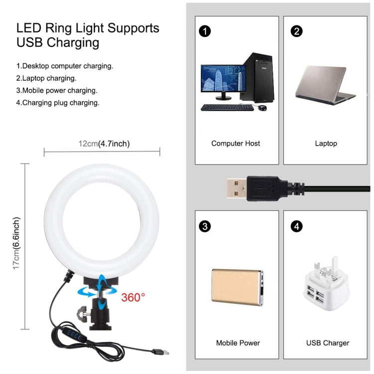 PULUZ 4 in 1 Vlogging Trasmissione dal vivo 4,7 pollici 12 cm Anello LED Selfie Light Smartphone Video Rig Maniglia Stabilizzatore Kit staffa in alluminio con microfono + Supporto per treppiede + Testa per treppiede con slitta fredda                   ...