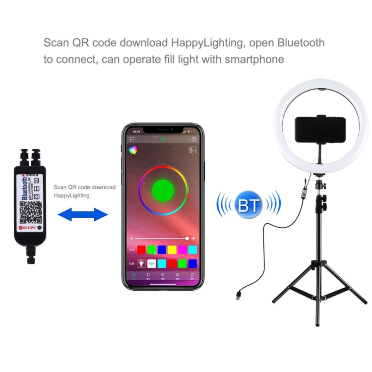 PULUZ Kit Luce Anello RGBW 30cm + Treppiede 1,1m