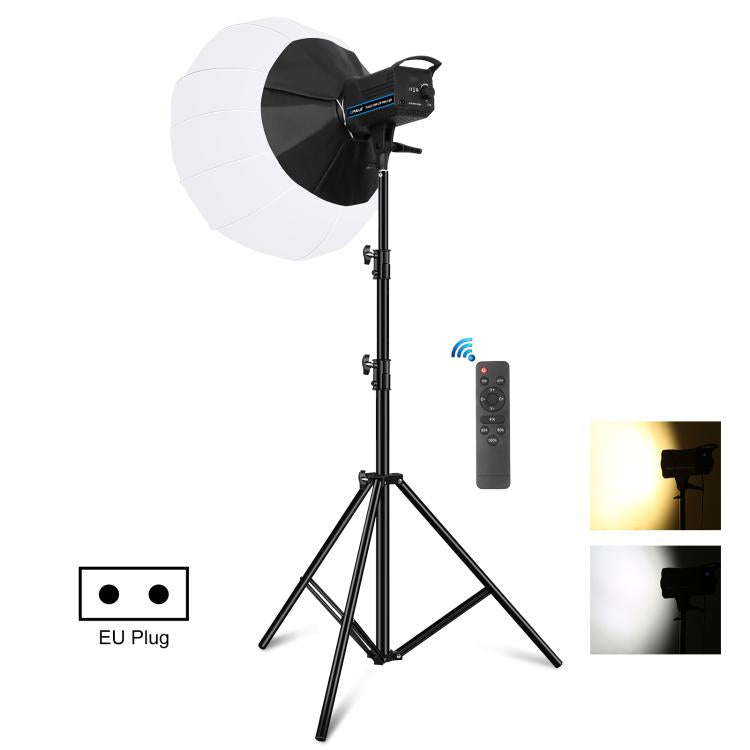 PULUZ 220V 150W 3200K-5600K Luce video da studio + supporto luce da 2,8 m + kit fotografico Softbox lanterna pieghevole da 65 cm