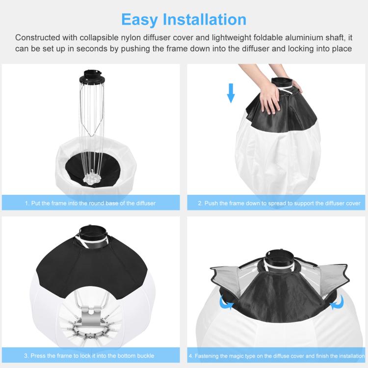 PULUZ 220V 150W 3200K-5600K Luce video da studio + supporto luce da 2,8 m + kit fotografico Softbox lanterna pieghevole da 65 cm