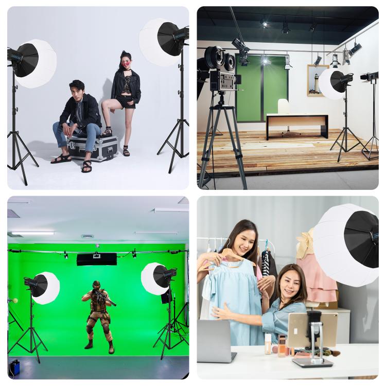 PULUZ 220V 150W 3200K-5600K Luce video da studio + supporto luce da 2,8 m + kit fotografico Softbox lanterna pieghevole da 65 cm, 120W 2700K-6500K Light 2.8m Light Holder Kit EU Plug, 120W 2700K-6500K Light 2.8m Light Holder Kit UK Plug                ...