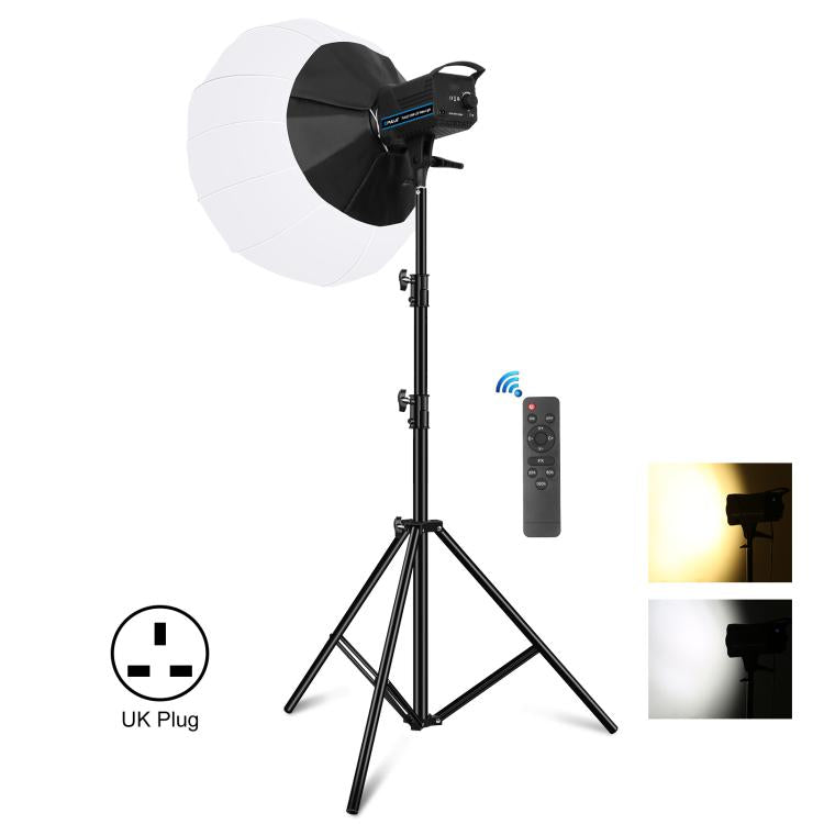 PULUZ 220V 150W 3200K-5600K Luce video da studio + supporto luce da 2,8 m + kit fotografico Softbox lanterna pieghevole da 65 cm