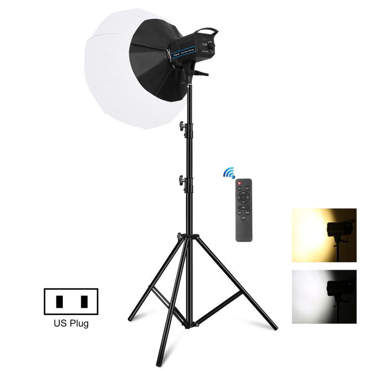 PULUZ 220V 150W 3200K-5600K Luce video da studio + supporto luce da 2,8 m + kit fotografico Softbox lanterna pieghevole da 65 cm