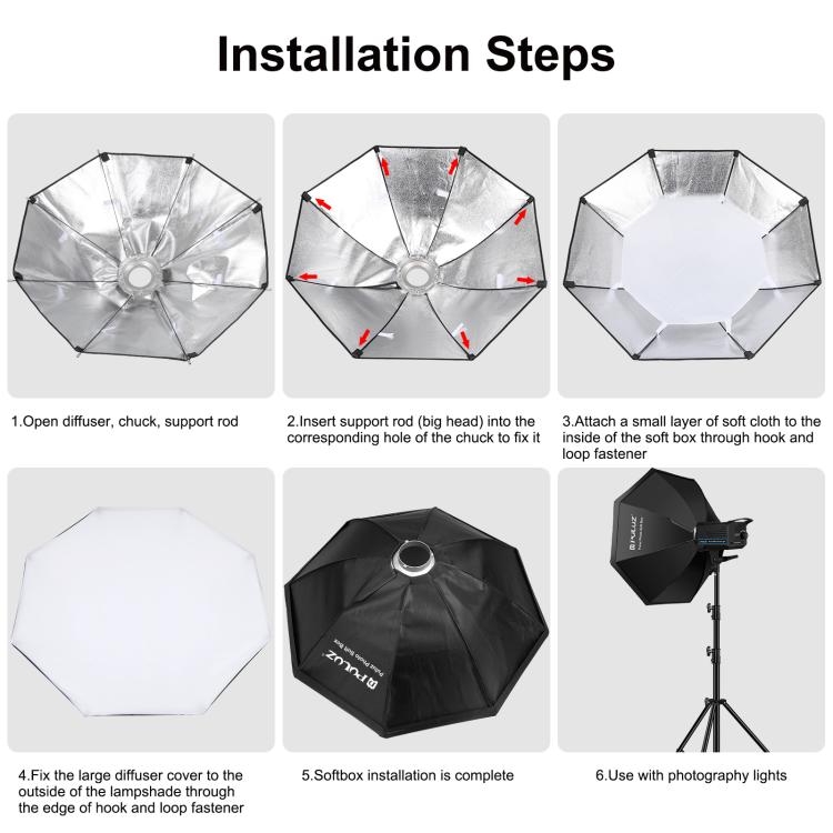 PULUZ 150W 3200K-5600K Kit luce stroboscopica per studio fotografico con riflettore Softbox e treppiede, 120W 2700K-6500K Light Kit US Plug, 120W 2700K-6500KK Light Kit EU Plug, 120W 2700K-6500K Light Kit UK Plug