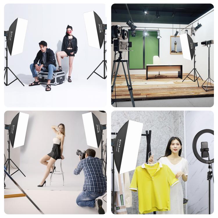 PULUZ 150W 3200K-5600K Kit luce stroboscopica per studio fotografico con riflettore Softbox e treppiede, Rectangle 120W 2700K-6500K Light Kit EU Plug, Rectangle 120W 2700K-6500K Light Kit UK Plug, Rectangle 120W 2700K-6500K Light Kit US Plug