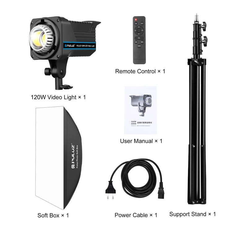 PULUZ 150W 3200K-5600K Kit luce stroboscopica per studio fotografico con riflettore Softbox e treppiede, Rectangle 120W 2700K-6500K Light Kit EU Plug, Rectangle 120W 2700K-6500K Light Kit UK Plug, Rectangle 120W 2700K-6500K Light Kit US Plug