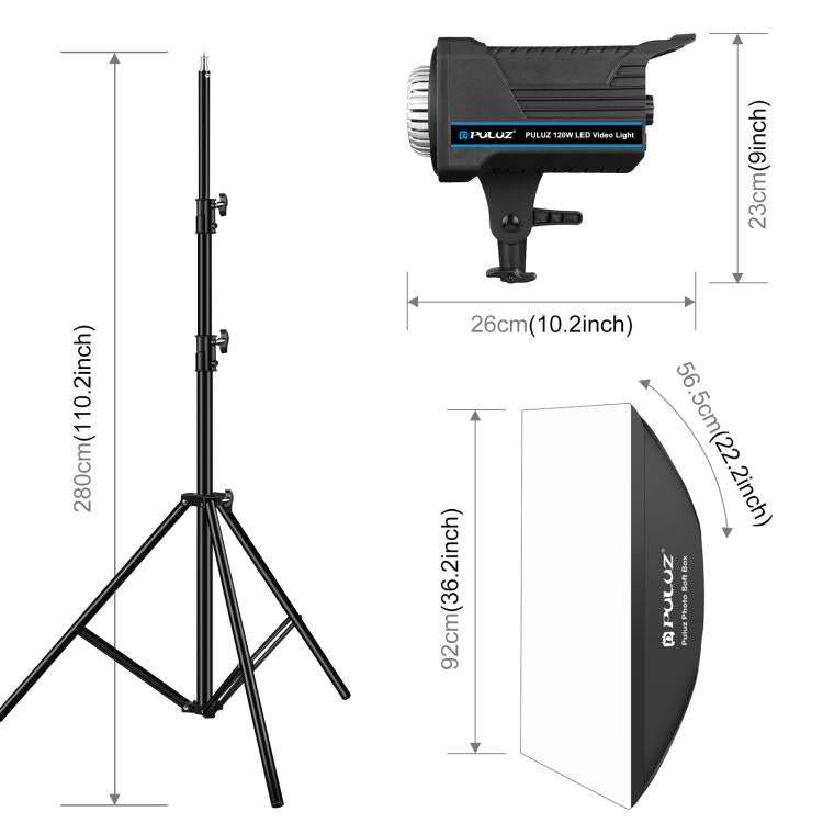 PULUZ 150W 3200K-5600K Kit luce stroboscopica per studio fotografico con riflettore Softbox e treppiede, Rectangle 120W 2700K-6500K Light Kit EU Plug, Rectangle 120W 2700K-6500K Light Kit UK Plug, Rectangle 120W 2700K-6500K Light Kit US Plug