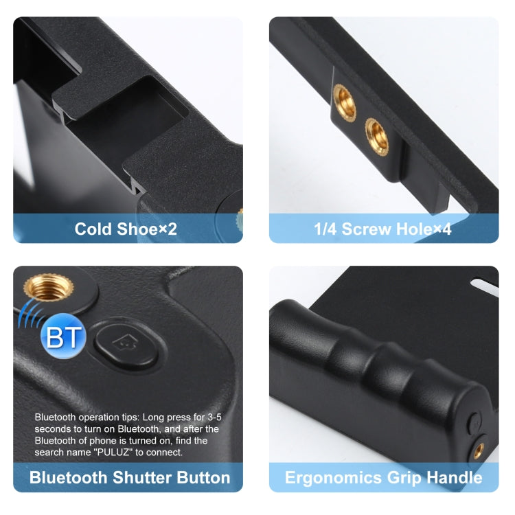 PULUZ 4 in 1 Bluetooth Vlogging portatile Trasmissione in diretta LED Selfie Light Kit di attrezzatura video per smartphone con microfono + supporto per treppiede + testa per treppiede con slitta fredda per iPhone, Galaxy, Huawei, Xiaomi, HTC, LG, Goog...