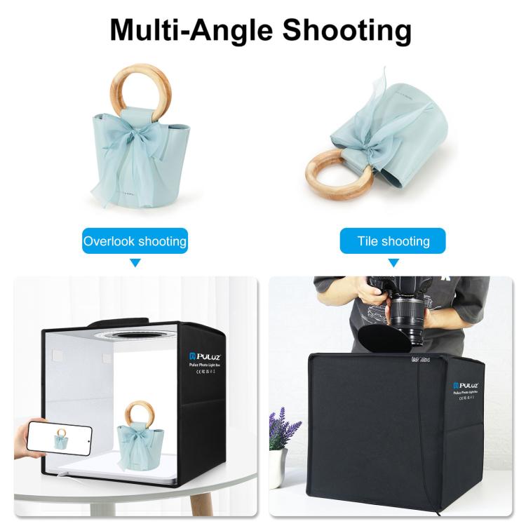 PULUZ Tenda da tiro con luce ad anello pieghevole da 30 cm per illuminazione fotografica con pannello luminoso senza ombre