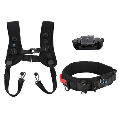 PULUZ 3 in 1 Pacchetto Multifunzionale Cintura in Vita + Doppia Tracolla + Kit di Clip per Fotocamera con Gancio per Fotocamere SLR / DSLR, Waistband Strap Kits