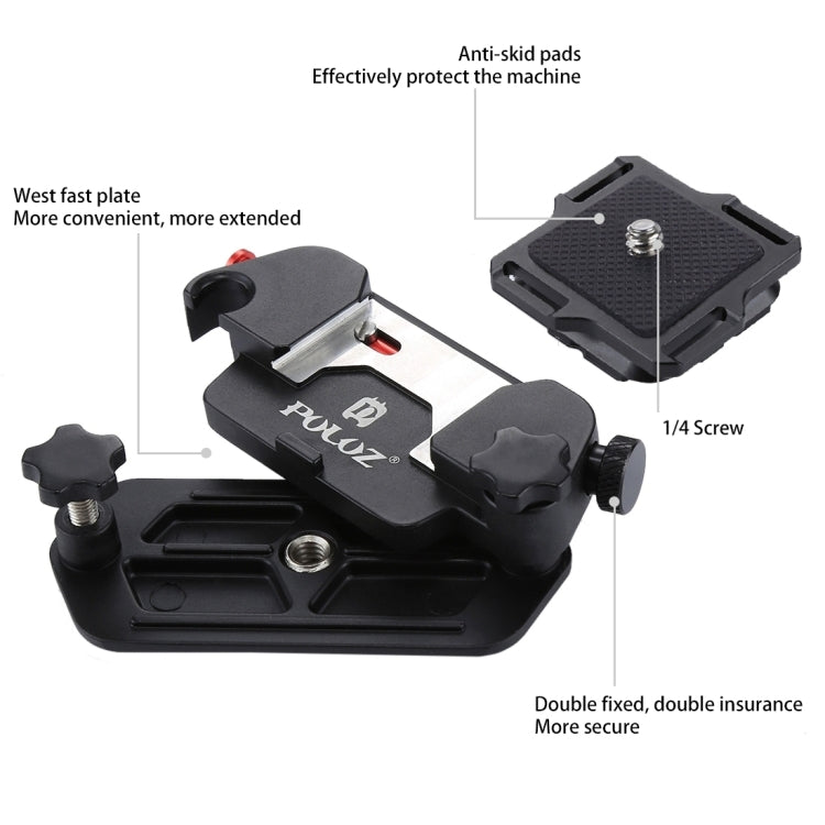 PULUZ 3 in 1 Pacchetto Multifunzionale Cintura in Vita + Doppia Tracolla + Kit di Clip per Fotocamera con Gancio per Fotocamere SLR / DSLR, Waistband Strap Kits