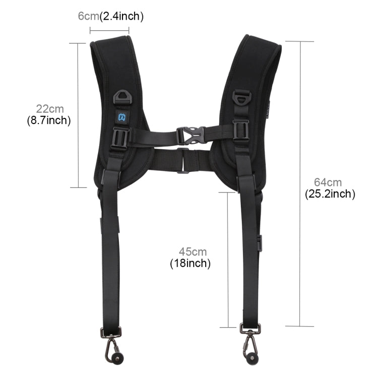 PULUZ 3 in 1 Pacchetto Multifunzionale Cintura in Vita + Doppia Tracolla + Kit di Clip per Fotocamera con Gancio per Fotocamere SLR / DSLR, Waistband Strap Kits