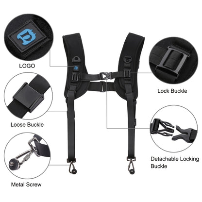 PULUZ 3 in 1 Pacchetto Multifunzionale Cintura in Vita + Doppia Tracolla + Kit di Clip per Fotocamera con Gancio per Fotocamere SLR / DSLR, Waistband Strap Kits