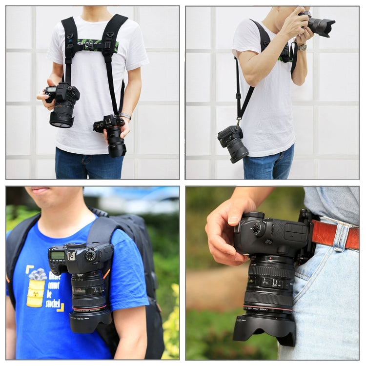 PULUZ 3 in 1 Pacchetto Multifunzionale Cintura in Vita + Doppia Tracolla + Kit di Clip per Fotocamera con Gancio per Fotocamere SLR / DSLR, Waistband Strap Kits