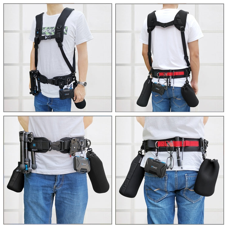 PULUZ 3 in 1 Pacchetto Multifunzionale Cintura in Vita + Doppia Tracolla + Kit di Clip per Fotocamera con Gancio per Fotocamere SLR / DSLR, Waistband Strap Kits