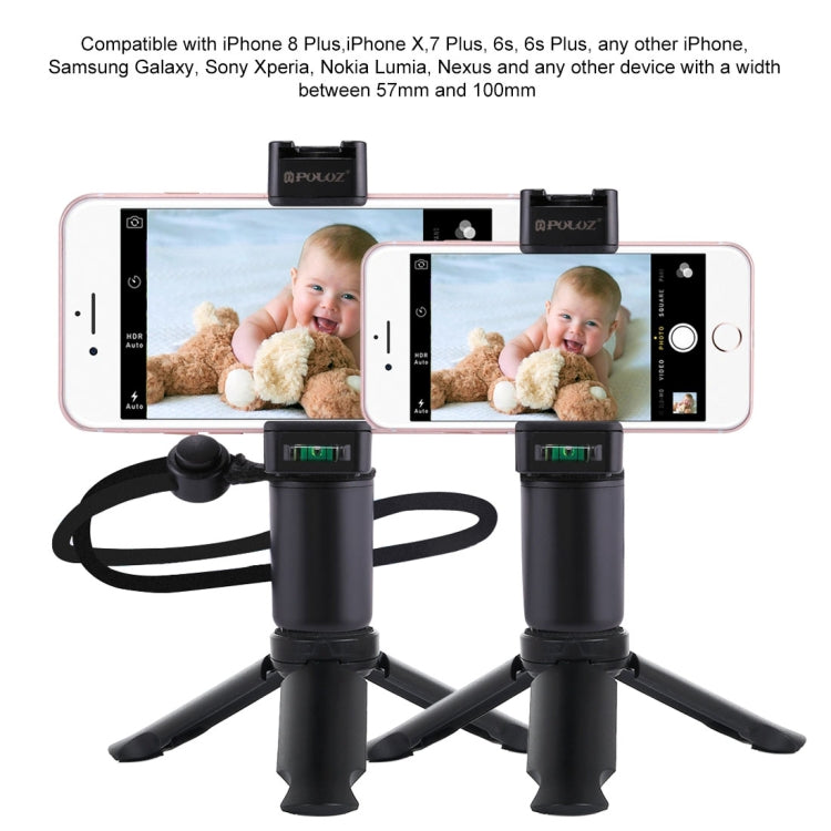 PULUZ Treppiede in plastica pieghevole + Vlogging Trasmissione in diretta Impugnatura portatile Supporto in ABS con slitta fredda e cinturino da polso per iPhone, Galaxy, Huawei, Xiaomi, Sony, HTC, Google e altri smartphone, Tripod+Handheld Grip