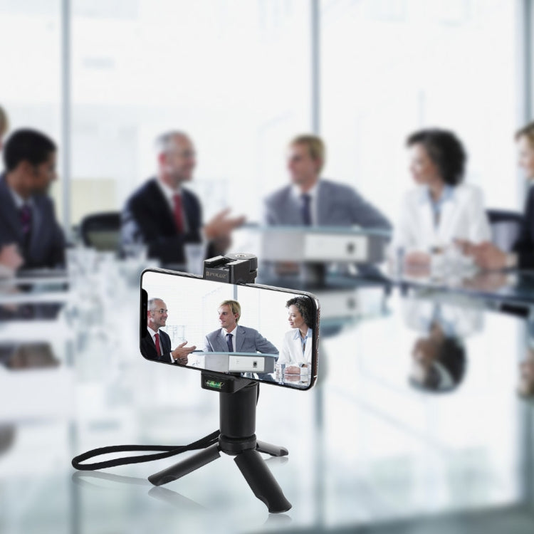PULUZ Treppiede in plastica pieghevole + Vlogging Trasmissione in diretta Impugnatura portatile Supporto in ABS con slitta fredda e cinturino da polso per iPhone, Galaxy, Huawei, Xiaomi, Sony, HTC, Google e altri smartphone, Tripod+Handheld Grip