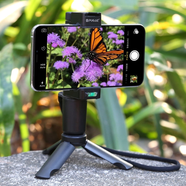 PULUZ Treppiede in plastica pieghevole + Vlogging Trasmissione in diretta Impugnatura portatile Supporto in ABS con slitta fredda e cinturino da polso per iPhone, Galaxy, Huawei, Xiaomi, Sony, HTC, Google e altri smartphone, Tripod+Handheld Grip