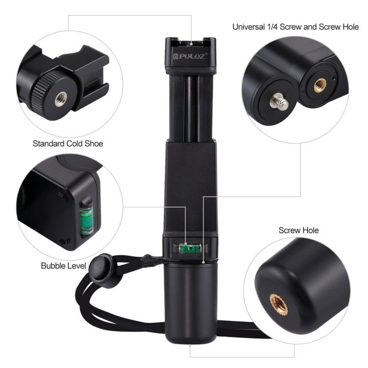 PULUZ Treppiede in plastica pieghevole + Vlogging Trasmissione in diretta Impugnatura portatile Supporto in ABS con slitta fredda e cinturino da polso per iPhone, Galaxy, Huawei, Xiaomi, Sony, HTC, Google e altri smartphone, Tripod+Handheld Grip