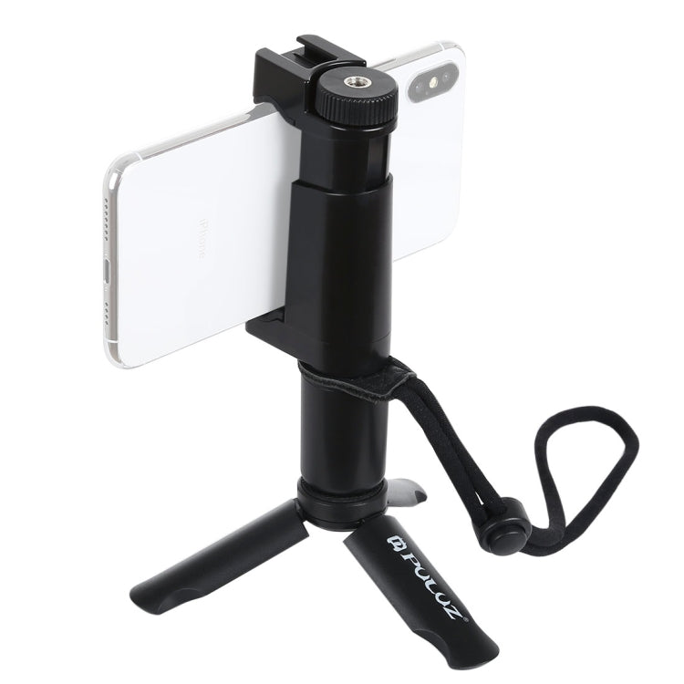 PULUZ Treppiede in plastica pieghevole + Vlogging Trasmissione in diretta Impugnatura portatile Supporto in ABS con slitta fredda e cinturino da polso per iPhone, Galaxy, Huawei, Xiaomi, Sony, HTC, Google e altri smartphone, Tripod+Handheld Grip
