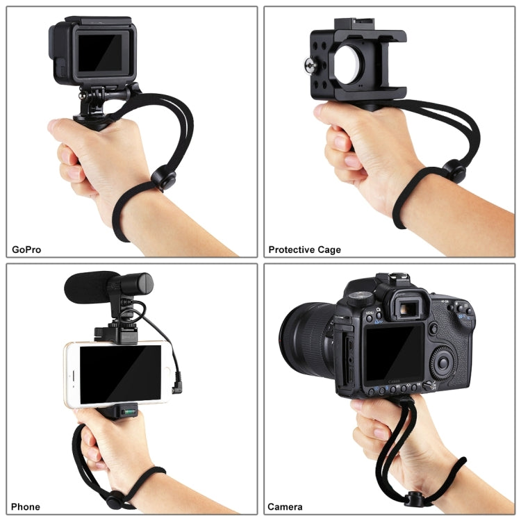 PULUZ Treppiede in plastica pieghevole + Vlogging Trasmissione in diretta Impugnatura portatile Supporto in ABS con slitta fredda e cinturino da polso per iPhone, Galaxy, Huawei, Xiaomi, Sony, HTC, Google e altri smartphone, Tripod+Handheld Grip