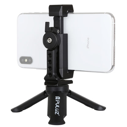 PULUZ Treppiede in plastica pieghevole + Morsetto in metallo per riprese orizzontali/verticali con slitta fredda per iPhone, Galaxy, Huawei, Xiaomi, Sony, HTC, Google e altri smartphone, Tripod+Clamp 4