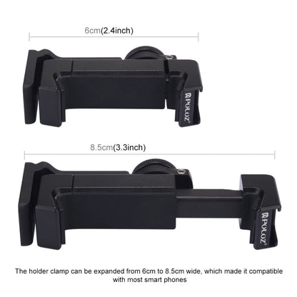 PULUZ Treppiede in plastica pieghevole + Morsetto in metallo per riprese orizzontali/verticali con slitta fredda per iPhone, Galaxy, Huawei, Xiaomi, Sony, HTC, Google e altri smartphone, Tripod+Clamp 4