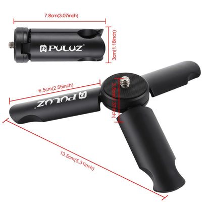 PULUZ Treppiede in plastica pieghevole + Morsetto in metallo per riprese orizzontali/verticali con slitta fredda per iPhone, Galaxy, Huawei, Xiaomi, Sony, HTC, Google e altri smartphone, Tripod+Clamp 4