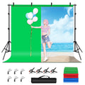 PULUZ 2,9x2 m Kit di staffe trasversali per fondale per studio fotografico, supporto per fondale con fondali rosso/blu/verde, 2.9 x2 m (double stands)