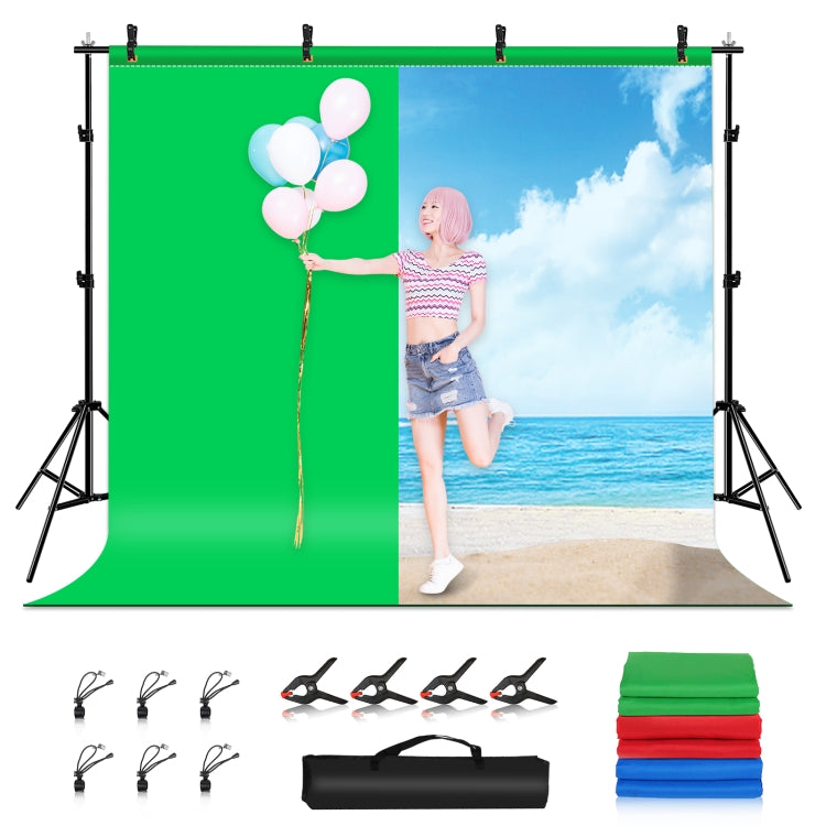 PULUZ 2,9x2 m Kit di staffe trasversali per fondale per studio fotografico, supporto per fondale con fondali rosso/blu/verde, 2.9 x2 m (double stands)