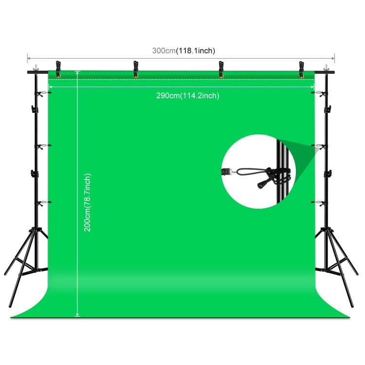 PULUZ 2,9x2 m Kit di staffe trasversali per fondale per studio fotografico, supporto per fondale con fondali rosso/blu/verde, 2.9 x2 m (double stands)