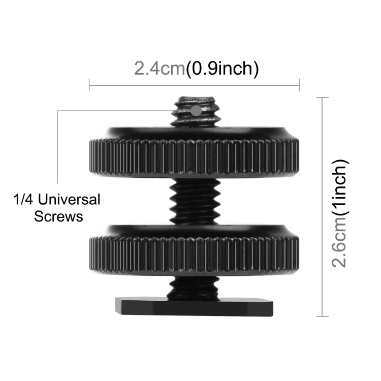 Adattatore a vite rinforzato PULUZ Hot Shoe da 1/4 pollici con doppio dado per fotocamere DSLR, GoPro HERO10 Black / HERO9 Black / HERO8 Black / HERO7 /6 /5 /5 Session /4 Session /4 /3+ /3 /2 /1,Xiaoyi e altre action camera, Double Nut