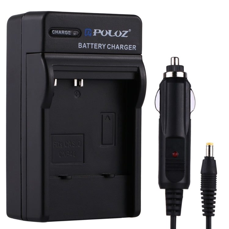 Caricabatteria da auto per batteria per fotocamera digitale PULUZ per batteria CASIO CNP40, CNP40 Car Charger