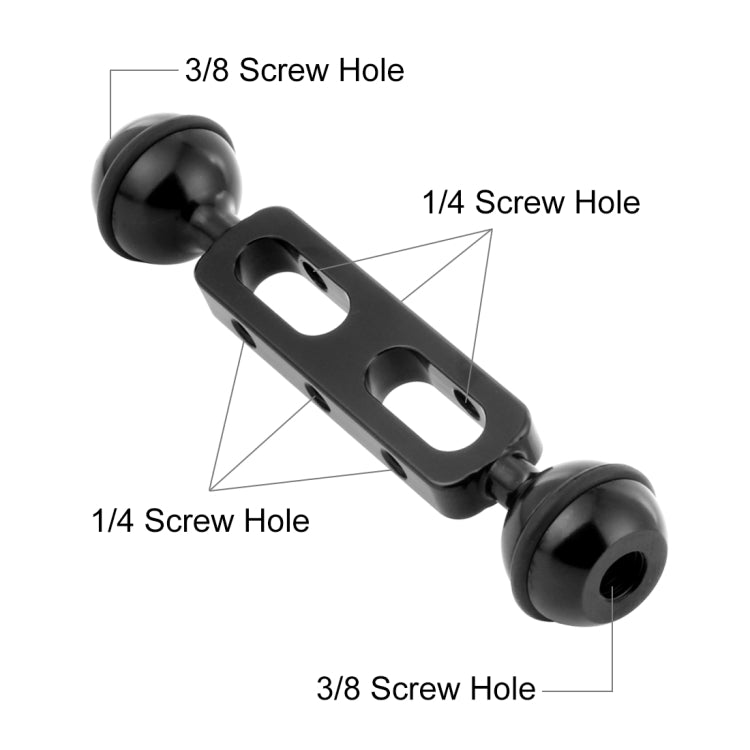 Braccio a doppia sfera in lega di alluminio PULUZ da 5,1 pollici e 13 cm, diametro della sfera: 25 mm, 5.1 inch (Black), 5.1 inch (Red)