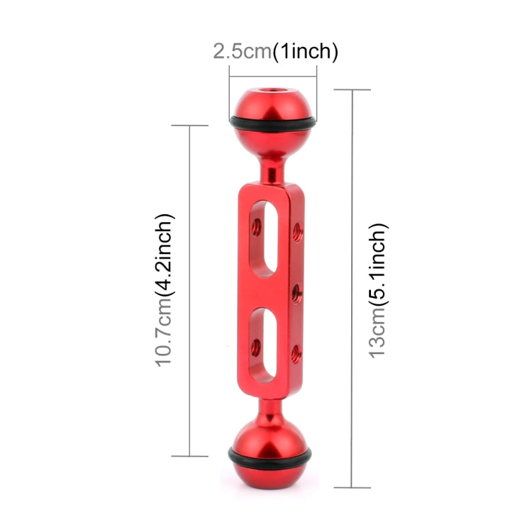 Braccio a doppia sfera in lega di alluminio PULUZ da 5,1 pollici e 13 cm, diametro della sfera: 25 mm, 5.1 inch (Red)