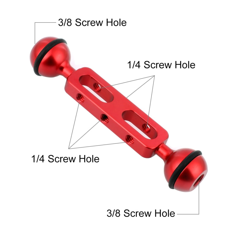 Braccio a doppia sfera in lega di alluminio PULUZ da 5,1 pollici e 13 cm, diametro della sfera: 25 mm, 5.1 inch (Red)