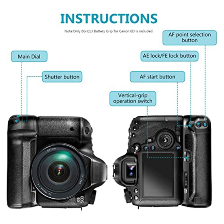 Impugnatura verticale per batteria per fotocamera PULUZ per Canon EOS 6D Mark II, Canon 6D2