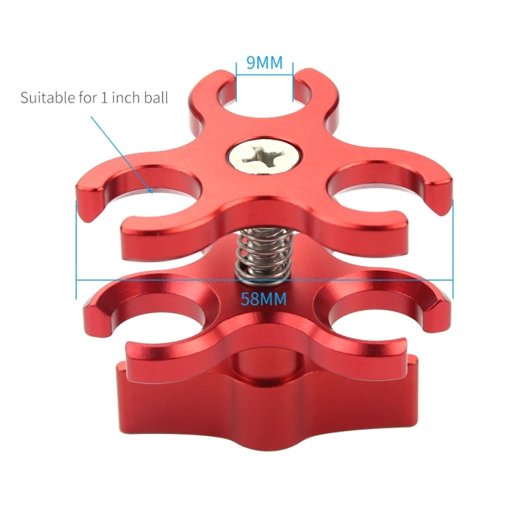 PULUZ Morsetto a sfera tripla Staffa per fotocamera subacquea a foro aperto Morsetto per torcia a molla in alluminio CNC per sistema di fotografia subacquea subacquea